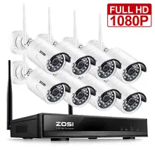 ZOSI 8CH CCTV System Wireless 1080P HD NVR 8PCS 2.0MP IR Outdoor Waterproof P2P Wifi Security Camera System Surveillance Kit