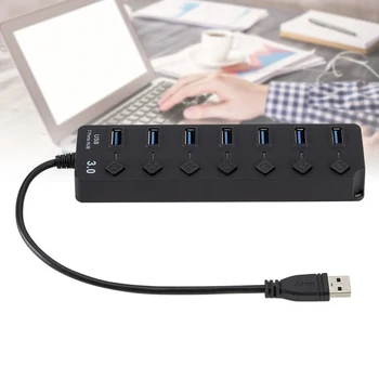 

USB 3.0 7 Ports Hub with Button Switch for Data Transfer Charging Durable Hub EM88