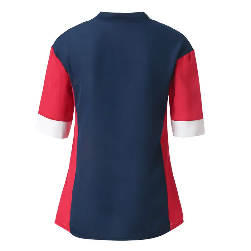 Summer Women Loose Color Block Blouse Short Sleeve Casual Tee Fashion Women Girls Clothes Camisetas Mujer 35DE25 (11)