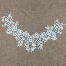 2 шт/лот цветок кружева шеи водорастворимые кружева шеи для одежды и украшение для одежды Высококачественная вышивка кружева