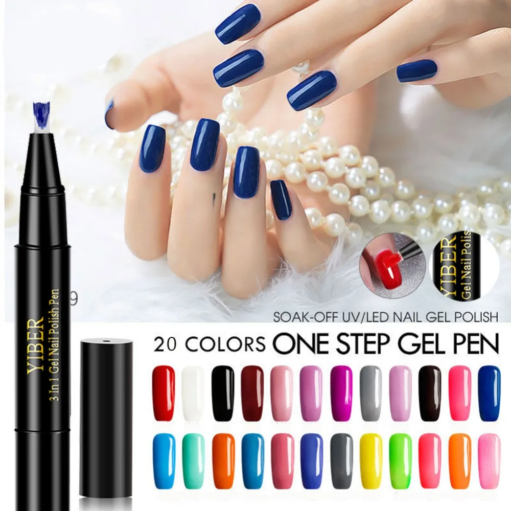 

Yiber Magic Nail Gel Pen Gel Nail Varnish Pen Glitter One Step Nail Gel Polish Hybrid 20 Colors Easy To Use UV Gel Lacquer 34