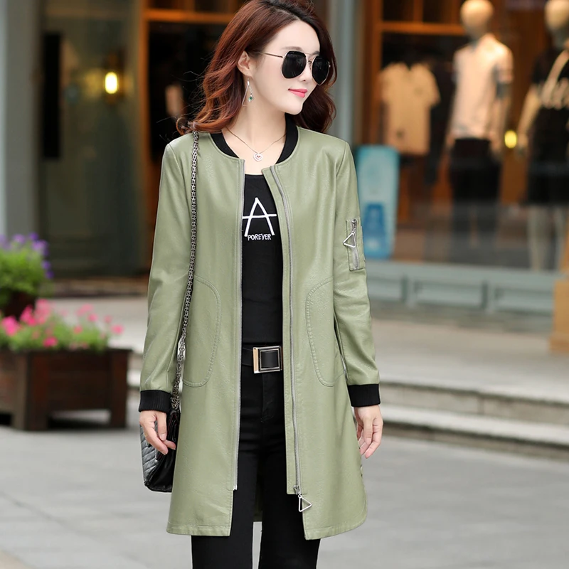 Damen Lederbekleidung Plus Frauen 99 2017 mantel Herbst Winter Lederjacke Neue Jacken US69 AC279 Mäntel Lange in 47OFF 5XL Größe Leder Und 4XL 7yfb6g
