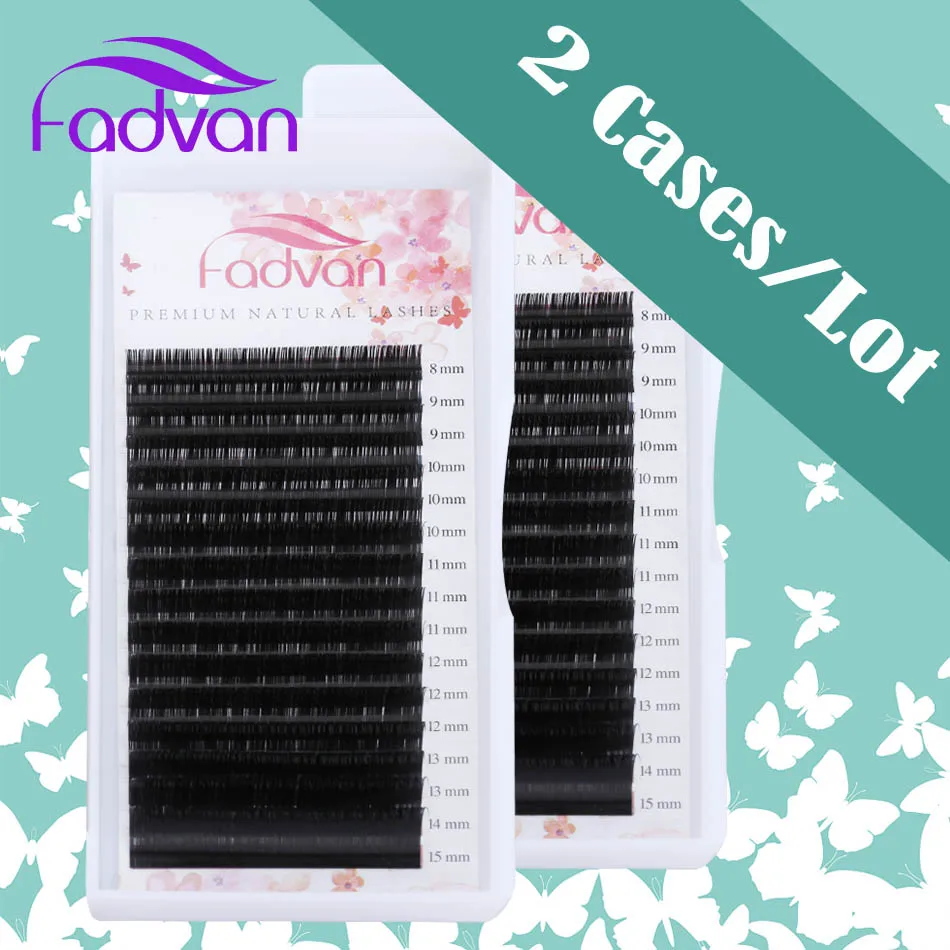 

2 Cases/Lot Fadvan New Hot Makeup Mink Eyelashes False Eyelashes Extension 16 Rows/case Professional Lashes for Grafting