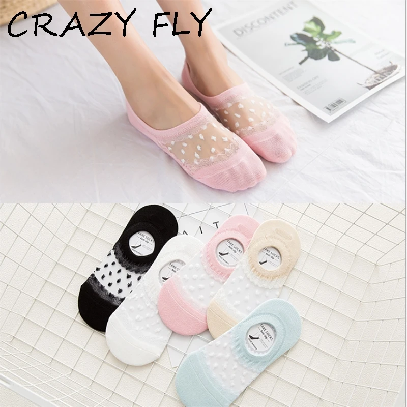 Магазин Crazy Fly Летние Новые дышащие шелковые женские носки тонкие неглубокие