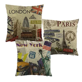 

City style london /paris/NEW YOUK printed cushion cover linen /polyester throw pillow case cushion for home sofa