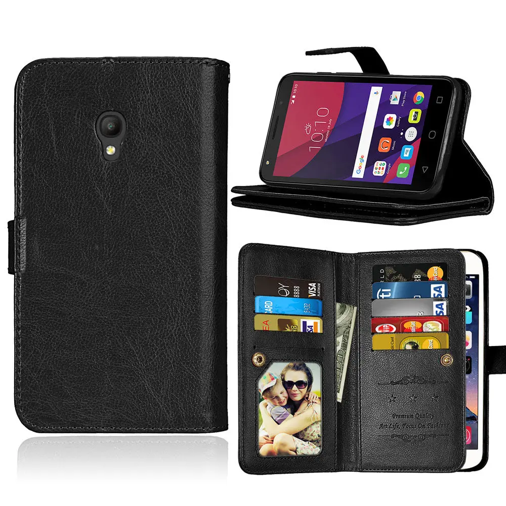 Black Флип-чехол для Alcatel One Touch Pixi 4 5,0 5045D, кожаный чехол с принтом для Alcatel 5045 5045X, кошелек, сумки и чехлы для мобильных телефонов - Цвет: Black