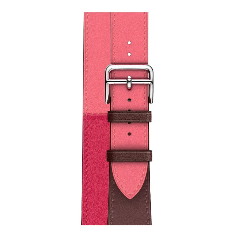 Дизайн кожаный ремешок для Apple Watch ремешок 44 мм 40 мм Hermes Double Tour Correa 42 мм 38 мм ремешок для часов Iwatch серия 5 наручные часы - Цвет ремешка: Double loop 04