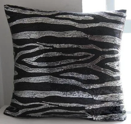 

#798 New arrived silver&black Europe style bedding sofa cushion cover weave sequin sofa bed room Dec wholesale