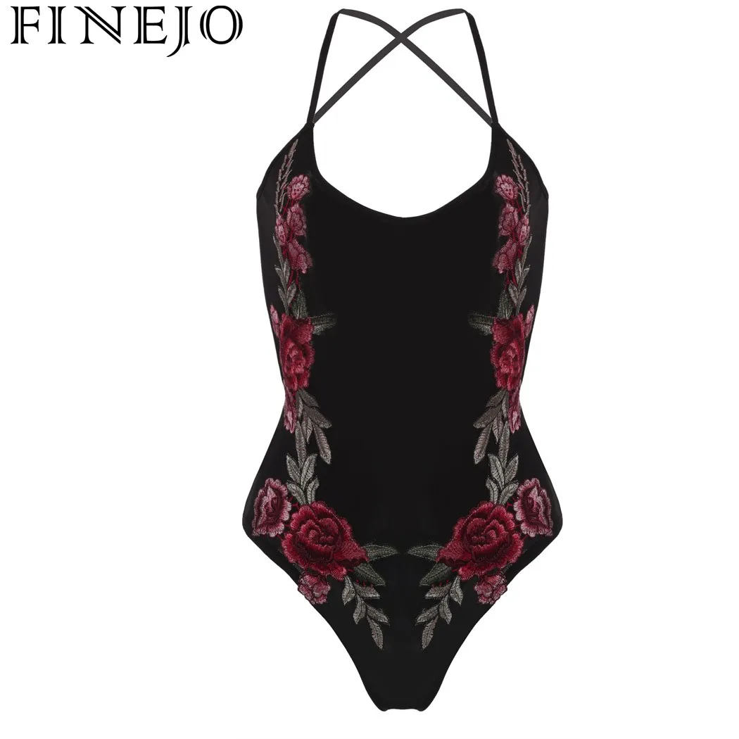 FINEJO Women Bodysuits Slim Casual Sleeveless V Neck Women Sexy