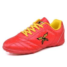 Yrfout Мужская Уличная футбольная обувь из кожи Нескользящие высококачественные кроссовки Детские тренировочные футбольные кроссовки AG Chuteira Futebol Futsal