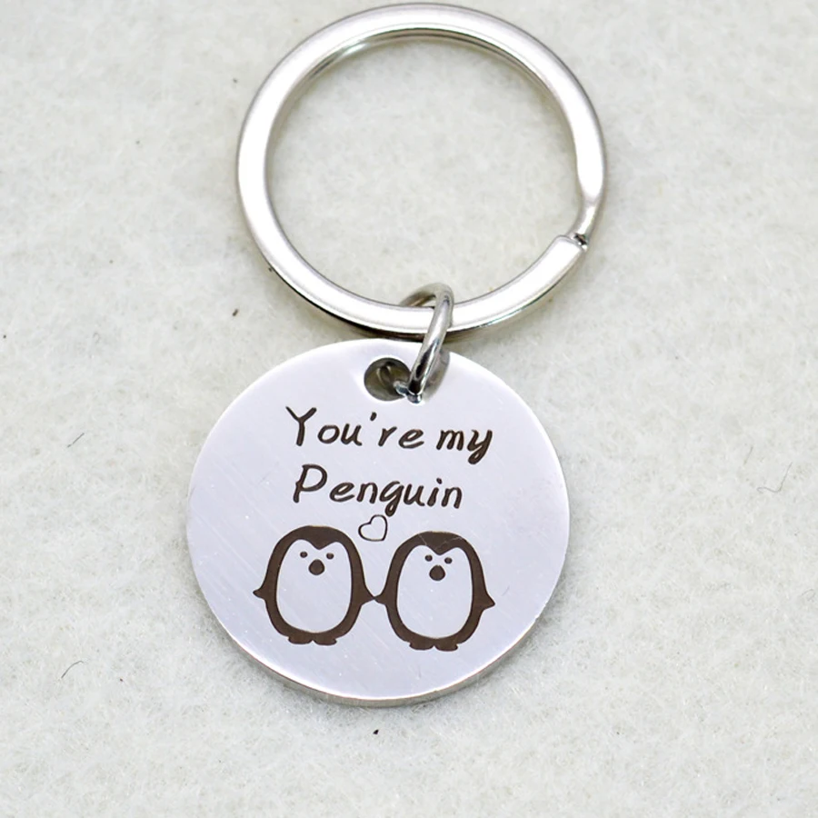 Выгравированный You're Mmy penguin прекрасные цепочки для ключей Gifs для пар, брелоки для влюбленных, ювелирные изделия, модный держатель для ключей, брелок для ключей