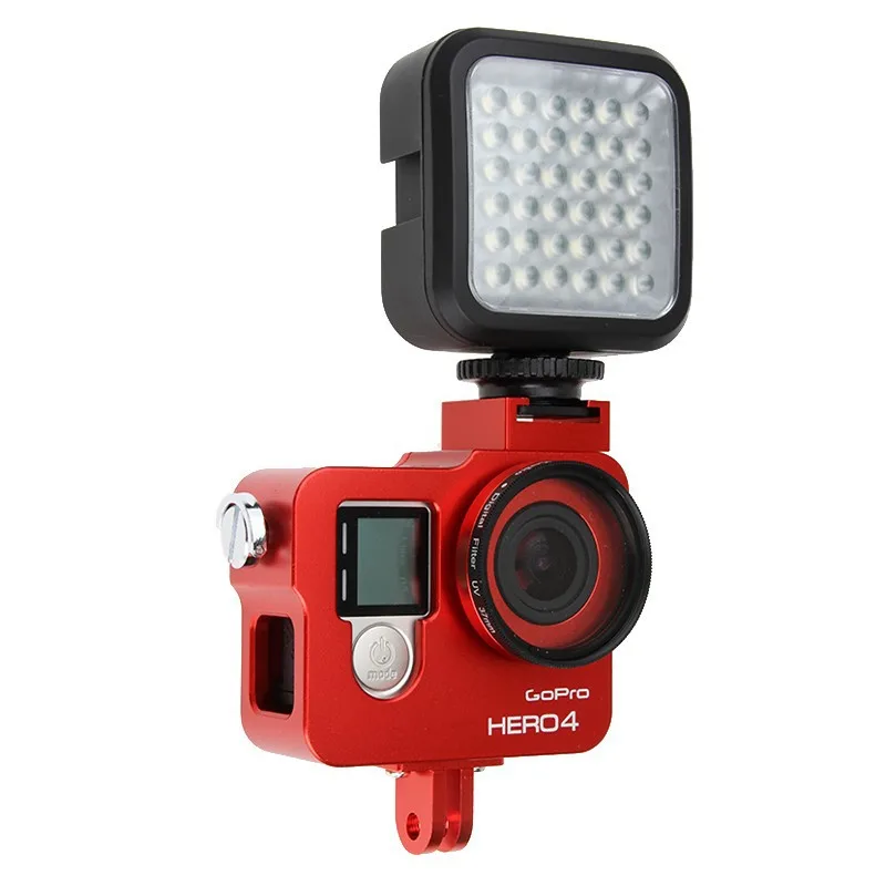 Hero 4 hero 3+ алюминиевый сплав CNC защитный корпус оболочка корпуса+ фильтр объектива+ вспышка для Gopro hero 4 3+ аксессуары для камеры