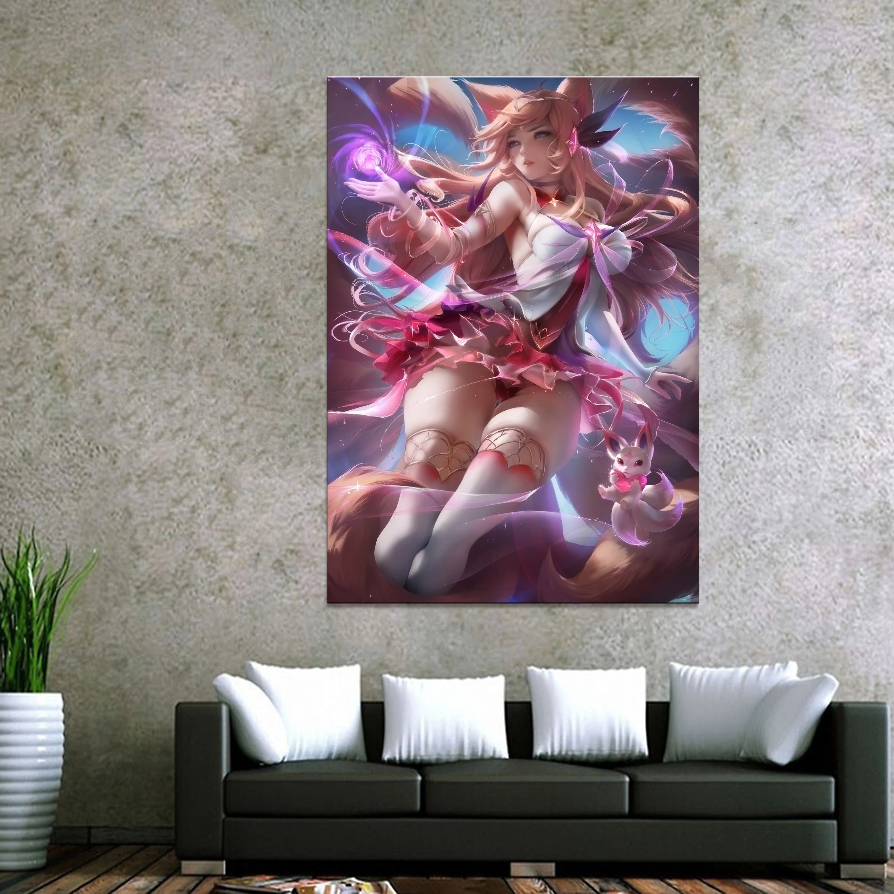 

1 Panel Pink Ahri League of Legends LOL Game Canvas Printed Painting Living Room Wall Decor Picture Artworks Poster Wholesale