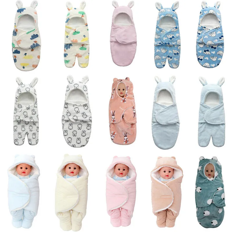 

Adorable Rabbit Baby Stroller Sleeping Bag Spring Autumn Newborn Infant Knitted Swaddle Wrap Nest Envelopes For Toddler Kid 0-1Y