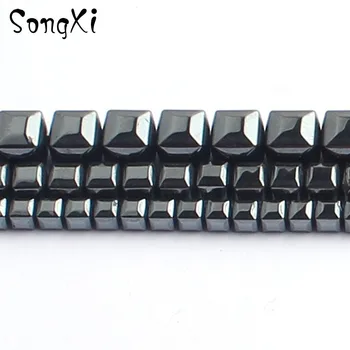 

Wholesale Square Shaped Black Hematite Spacer Beads for Jewelry Making Natural Stone Bead Diy Necklace Bracelet 3/4/6mm 15''