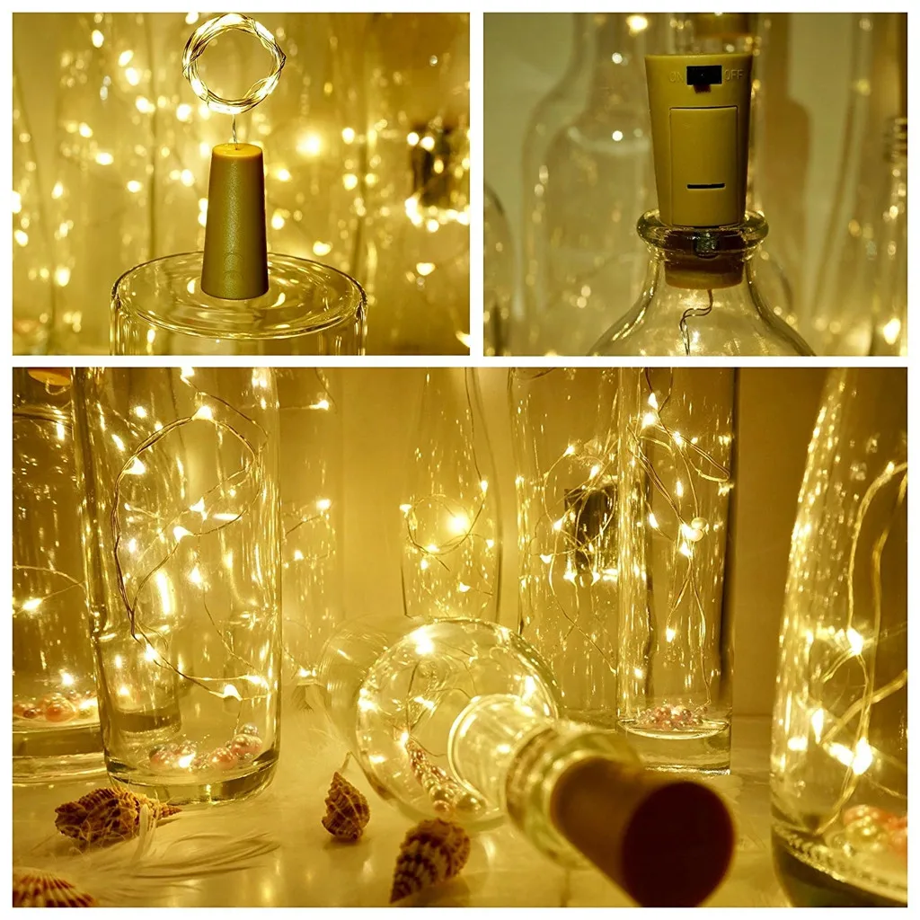 Гирлянды для бутылок 15 шт. бутылочные огни в форме пробки для 1 м 10 светодиодный вечерние гирлянды для бутылок вина Романтический домашний Декор светодиодный фонарь T6