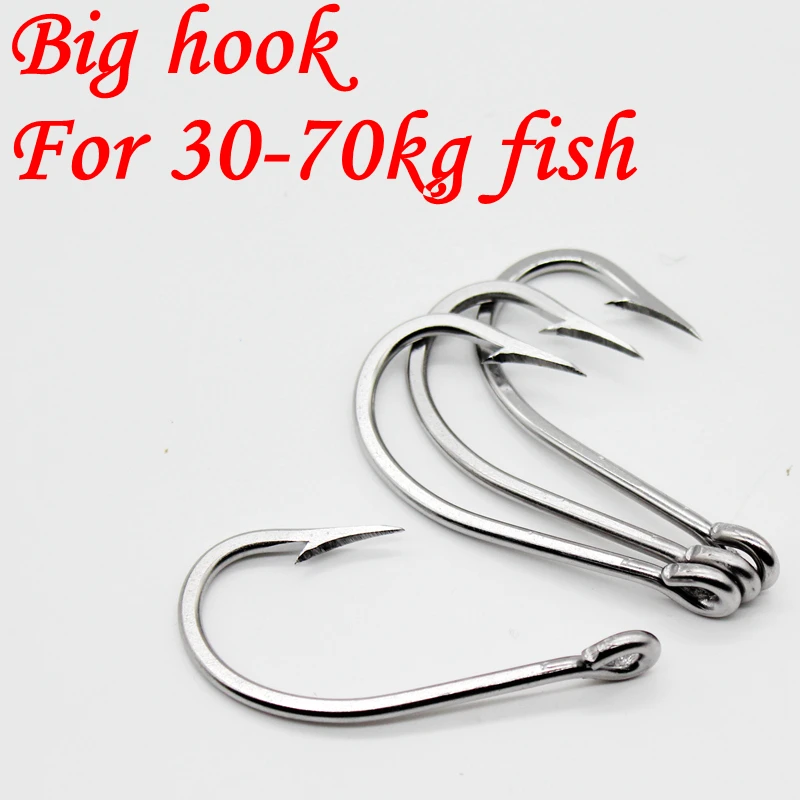 

4PCS Ultra Strong Tuna Hook Big Game Saltwater Sea Fishing Hooks Stainless Steel Thick Wire Barbed Peche Boat Fishing Hooks