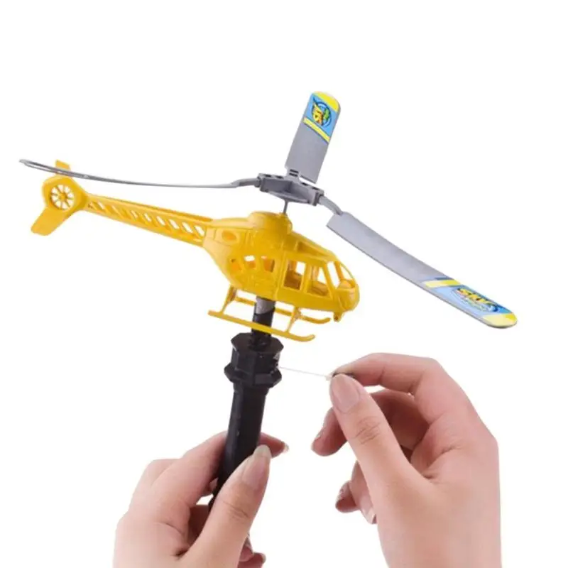 Hot Selling High Quality Plastic Hand Line Helicopter Toy Power Flying Sky Plane Toy Kid Playing Toy Children Kids Outdoor Toys