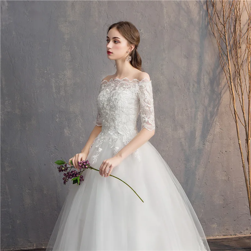 EZKUNTZA Half Sleeve Vintage Wedding Dresses 2022 Off Should Embroidery Vestidos De Noivas Plus Size Bridal Ball Gowns dresses for wedding