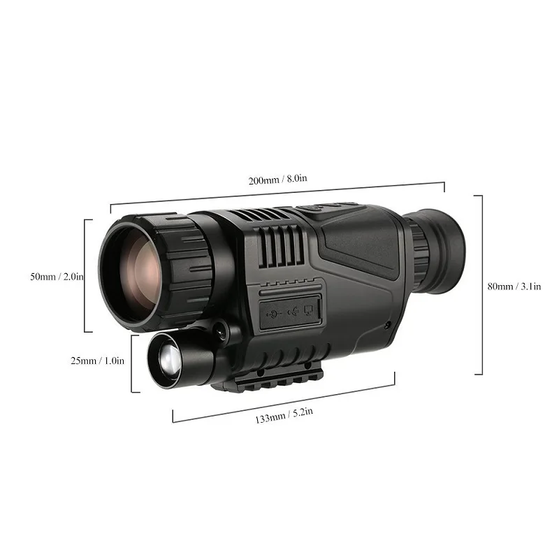 Монокуляр ночного видения охотничий прицел перезаряжаемый 5X40 HD BAK4 регулируемый фокус 200 М Инфракрасная камера цифровое устройство записи видео