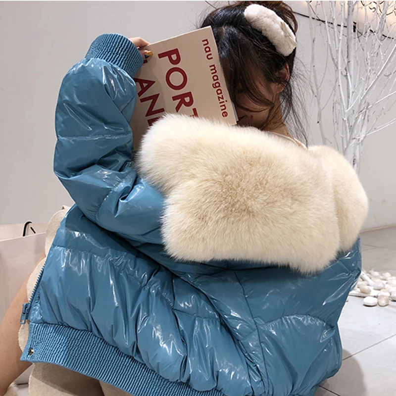 

90%White Duck Down jacket Winter Women 2019 chaqueta mujer coat with natural real fox fur collar short parka female abrigo mujer