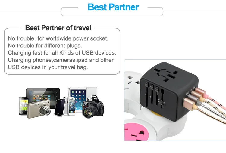 Travel Adapter International Universal Power Adapter All-in-one with 3.4A 4 USB Worldwide Wall Charger Sadoun.com
