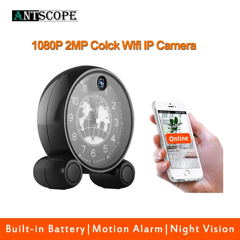 

Antscope HD 1080P 2MP IP Camera Wi-fi Mini WiFi Camera Network Home Security Camera Cloud Storage IR Night Vision Wifi Clock Cam
