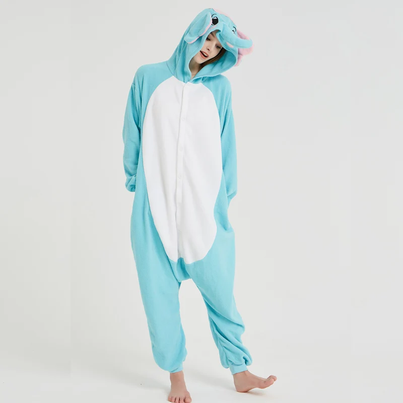 Elephant Adult Pajamas Polar Fleece Onesies Kigurumi For Halloween Pink One-piece Jumpsuit Siamese Cosplay Custome (5)