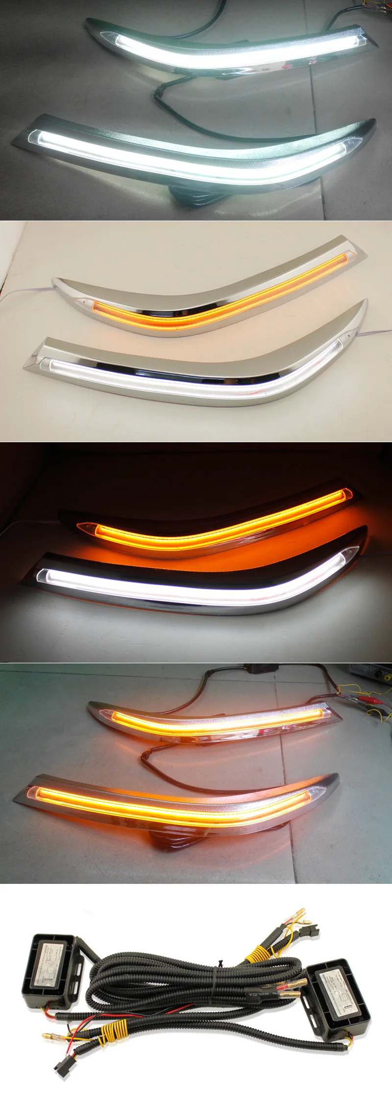 Для Toyota Hilux 2012 2013, светодиодный головной светильник для бровей дневные ходовые огни светильник LED DRL с желтым сигналом поворота светильник