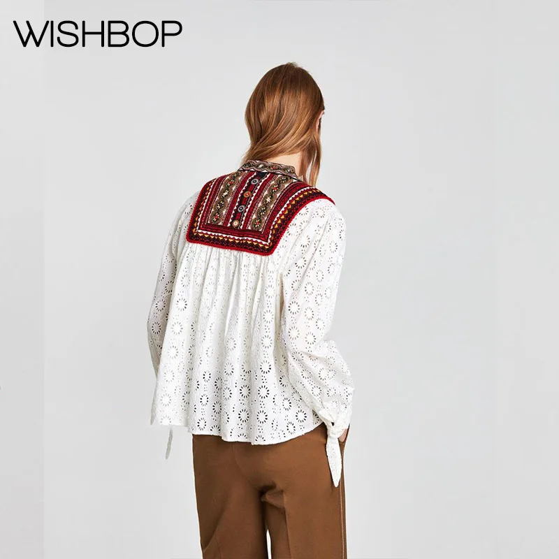Женская ажурная блузка Wishbop Летняя Повседневная Блузка в богемном стиле с
