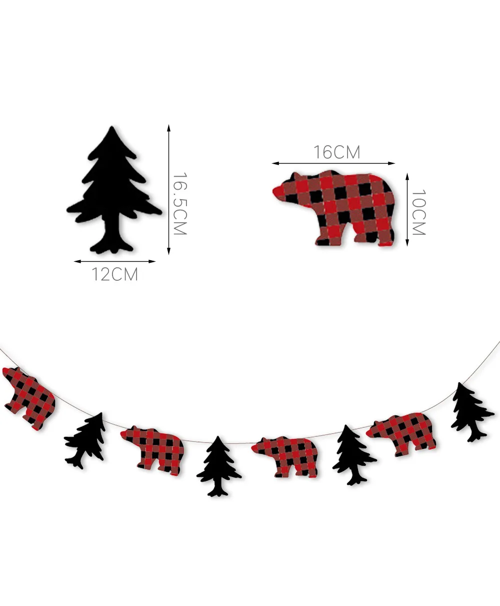 Lumberjack/праздничные баннеры в клетку с изображением медведя, дерева, Висячие банты для детей на день рождения, рождественские украшения для дома, вечерние принадлежности - Цвет: 1 set