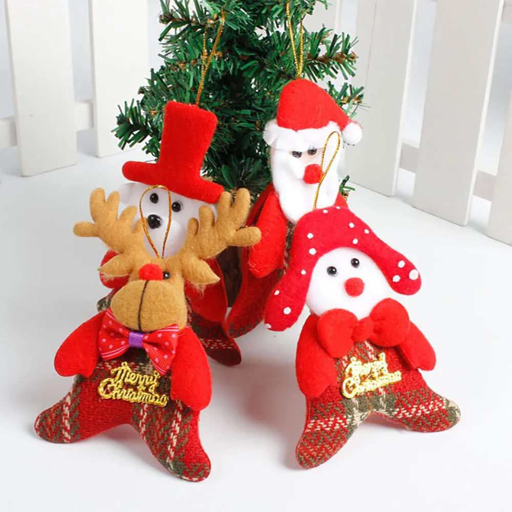

Christmas Tree Decorations Santa Claus Snowman Elk Small Doll Christmas Tree Toys Pendant Navidad 2018 ##