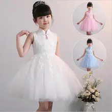 Ladystreet/новое платье в китайском стиле с воротником и цветочным узором для девочек Детские платья принцессы с вышивкой и подкладкой из хлопка