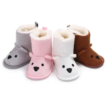 

0-18M Newborn Infant Kid Bear Baby Boys Girls Snow Boots Knit Crochet Soft Sole Shoes Anti-Slip Boots Warm Slippers