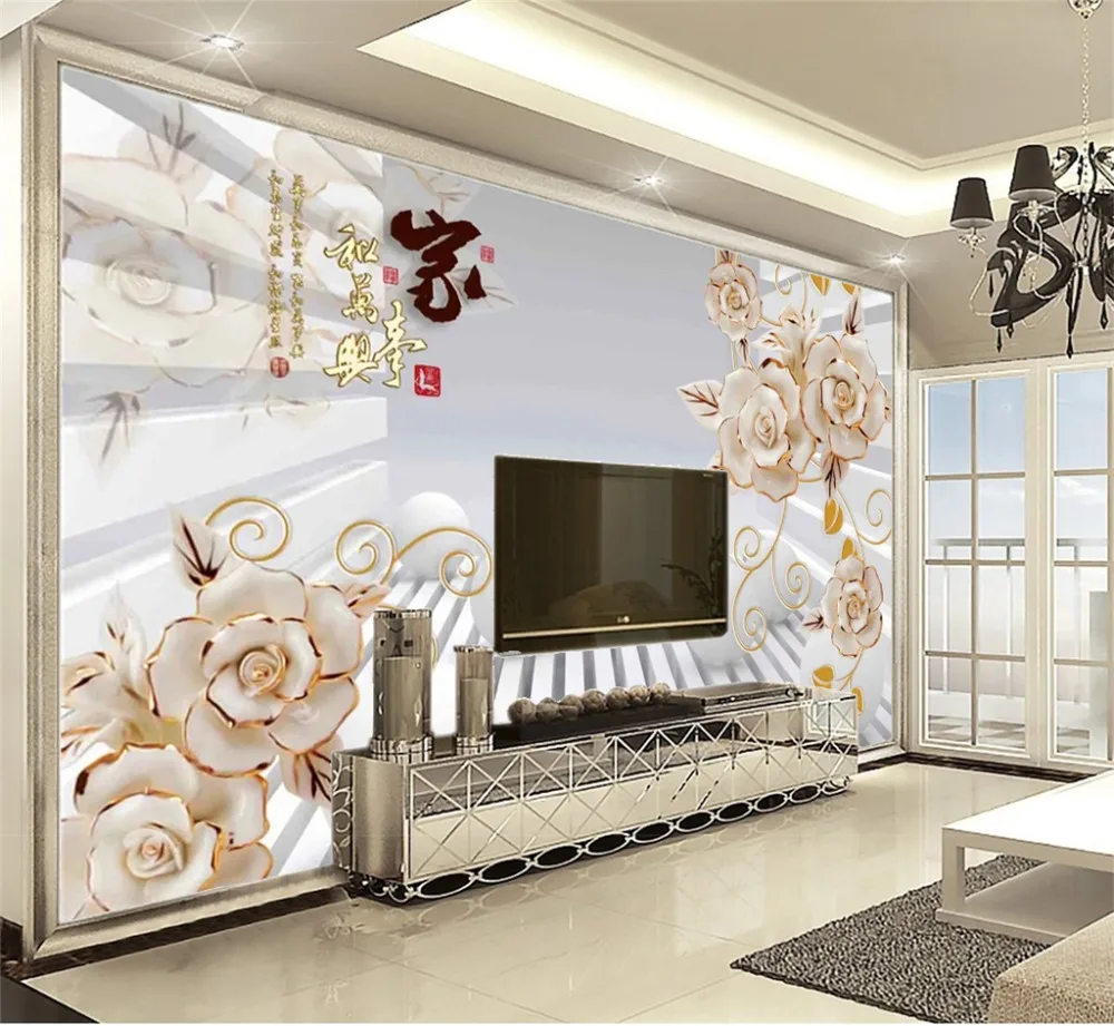 

Custom Any Size 3D Mural Wallpaper Gold Rose Float 3D Space Map Home Decor Living Room Wall Covering