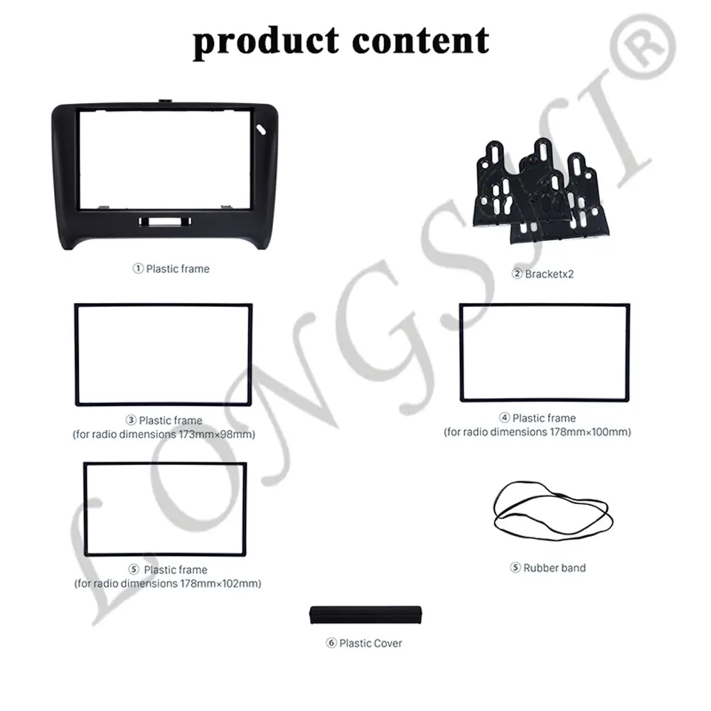 LONGSHI черный двойной DIN панель комплект установки рамки автомобиля радио фасции для 2000-2011 Audi TT стерео тире отделка 7 дюймов 6 дюймов 2DIN