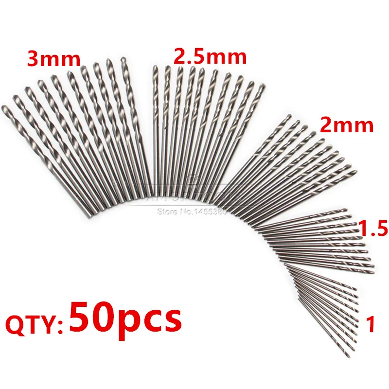 

50pcs Mini Micro Twist Drill Bit 1/1.5/2/2.5/3mm Tool Set For Wood, Plastic And Aluminum