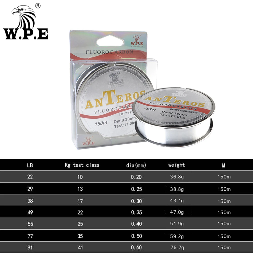 W.P.E Brand ANTEROS 150m Fluorocarbon Coating Fishing Line 0.20mm-0.60mm 10kg-41kg Fishing Line Carbon Fiber for Carp Fishing W.P.E Brand ANTEROS 150m Fluorocarbon Coating Fishing Line 0.20mm-0.60mm 10kg-41kg Fishing Line Carbon Fiber for Carp Fishing