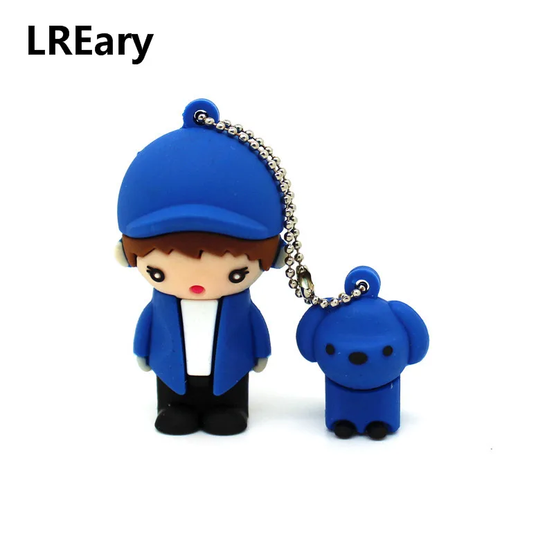 2019 New design Pendrive cartoon girl/boy with dog USB Flash drive 4GB 8GB 16GB 32GB 64GB U disk memory stick creative pen drive
