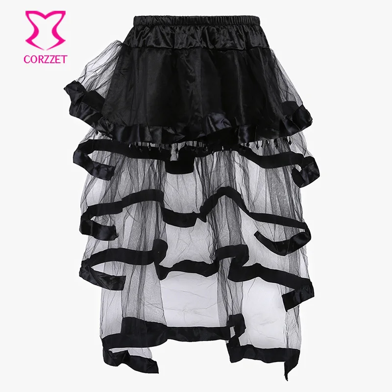 Черный 5 слойный Тюль с бисером бурлесковый корсет юбка пачка викторианские