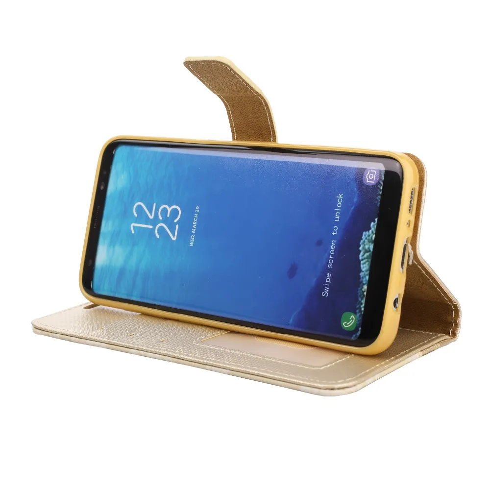 Алмазный Кожаный чехол для Samsung Galaxy S6 S7 edge блестящий Блестящий гибкий книжка S8 S9