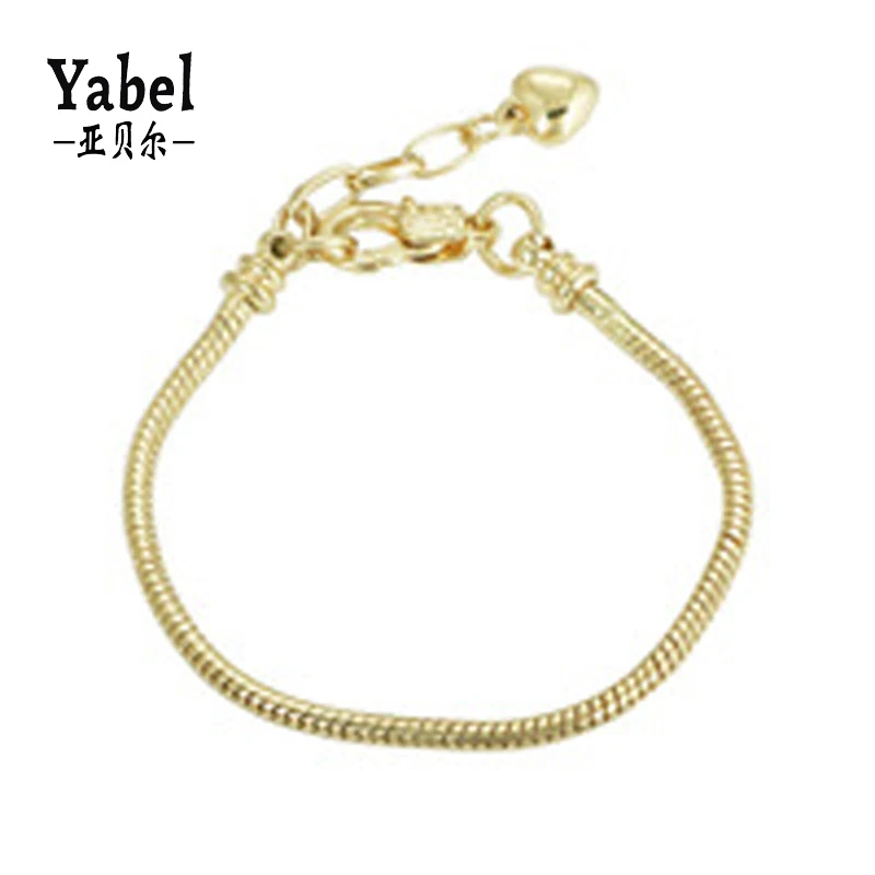Gold color Lobster Claw Clasps Link Chain Bracelet Men Women Heart Shape Diy Bracelets For Women