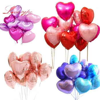 

18inch 10pcs Baby Shower Party Foil Balloons Pink&Blue Heart Shaped Helium Air Ball Wedding Birthday Party Decoration Balloons