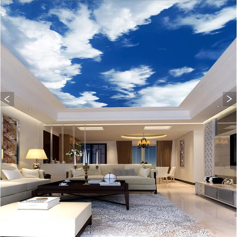 Us 15 99 3d Wallpaper Mural Decor Photo Backdrop Blue Sky White Clouds Ceiling Living Room Restaurant Ceiling Wall Painting Mural Panel In