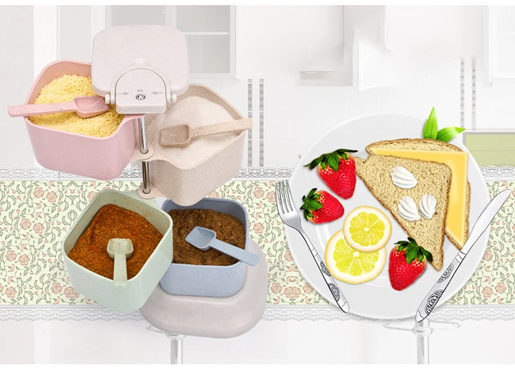 vertical rotating seasoning box, the creative kitchen, the seasoning salt monosodium glutamate seasoning box.vertical rotating  (4)