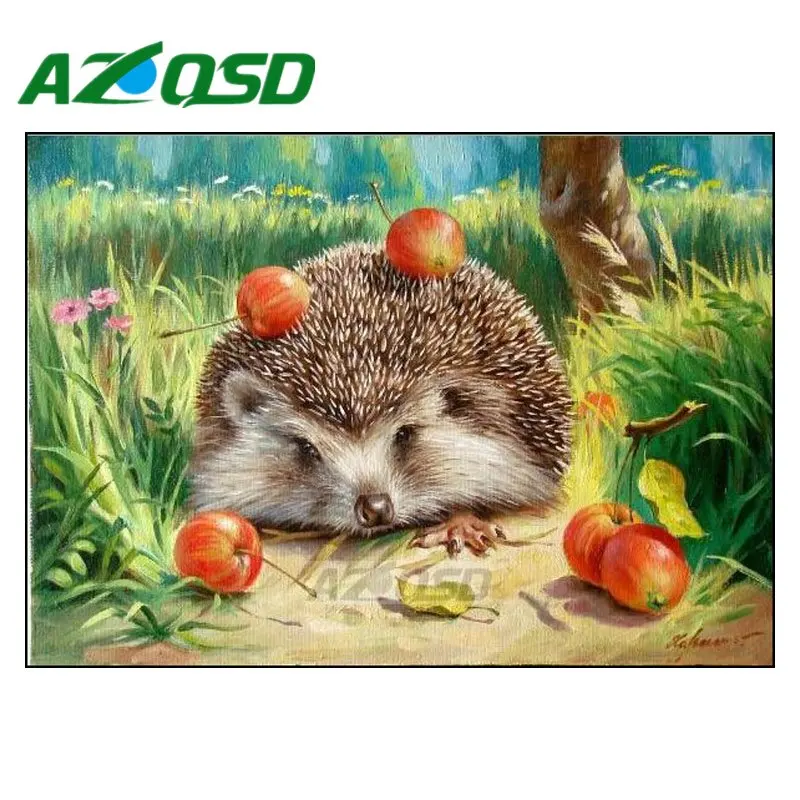 

AZQSD Painting By Numbers Cute Hedgehog Frameless 40x50cm Oil Painting Picture By numbers On Canvas Home Decor szyh048