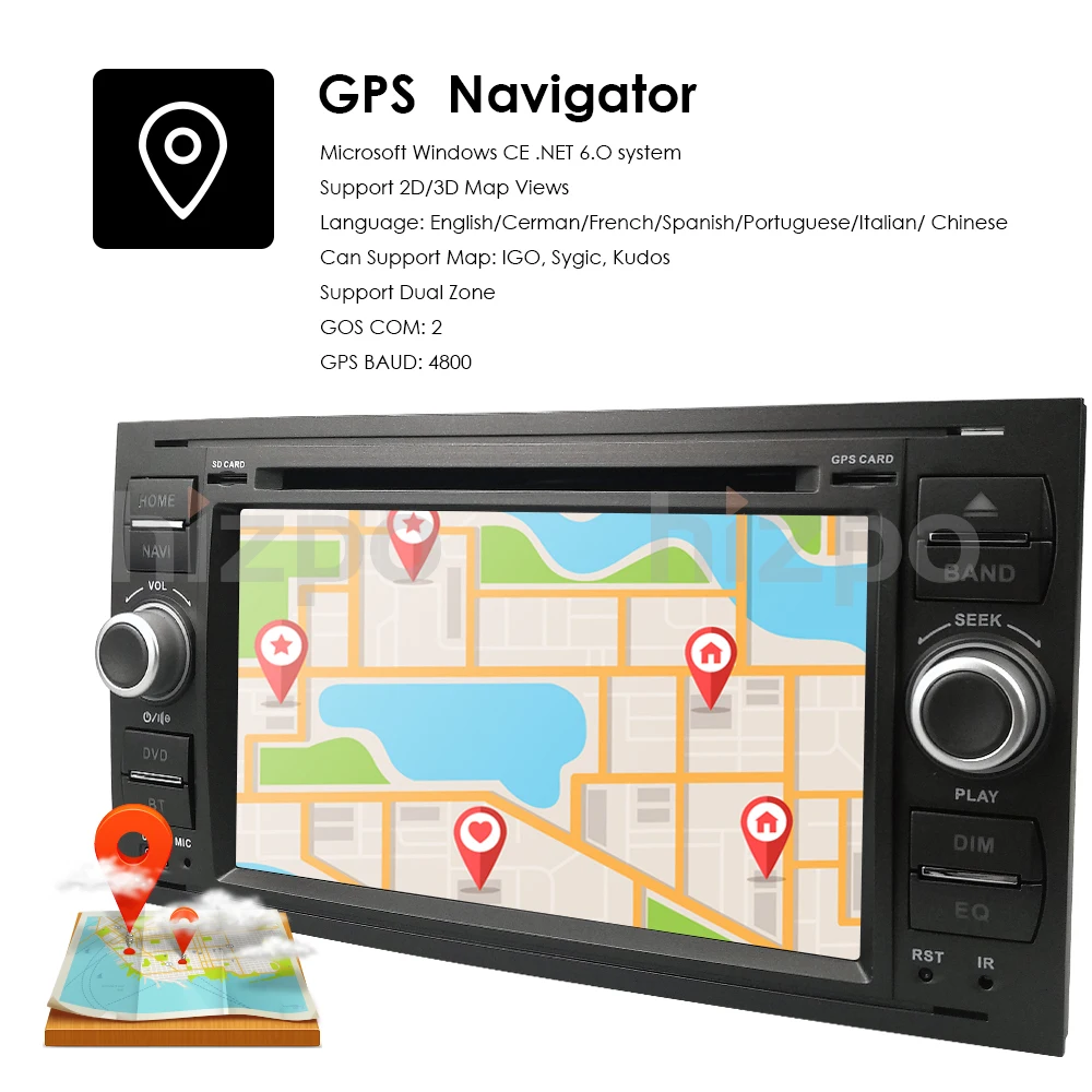 Best 7" Monitor Car DVD Player For Ford Focus Mondeo S-Max 4 Galaxy Kuga Transmit DVR Black Silver color Free 8G map card+Rear Camera 8