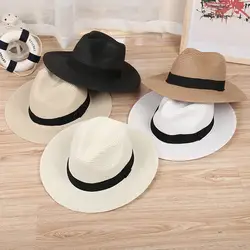 2018 г. Новая женская солнце шляпу ленты Круглый Flat Top соломы DIY пляжные Панаме летние шляпы для женщин соломы шляпы Snapback Gorras