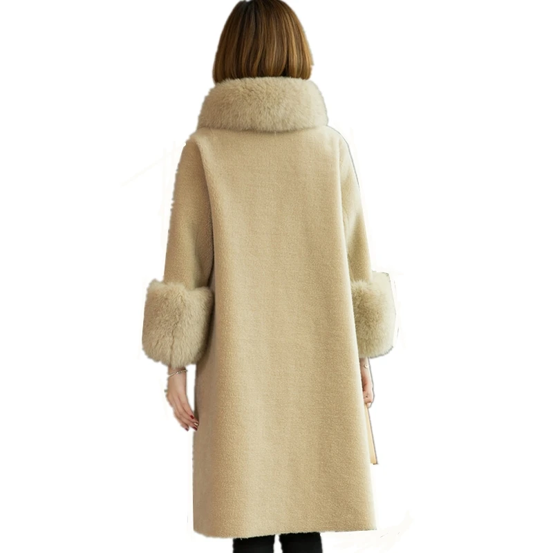 Mode Renard white Femmes Long Tondus D'hiver En blue Lâche Manteau 2018 Lc325 Fourrure De gray Mouton Peau Col Nouveau red À Taille Laine Solide Vêtements Chaud Grande Beige t6q5wxAF