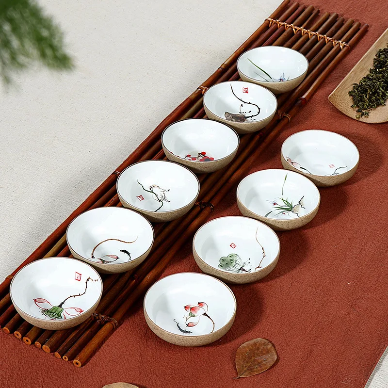 Производитель Цзиндэчжэнь Керамическая ручная рисованная чайная чашка, чай набор из грубой керамической глины чайная чашка владельца одной чашки